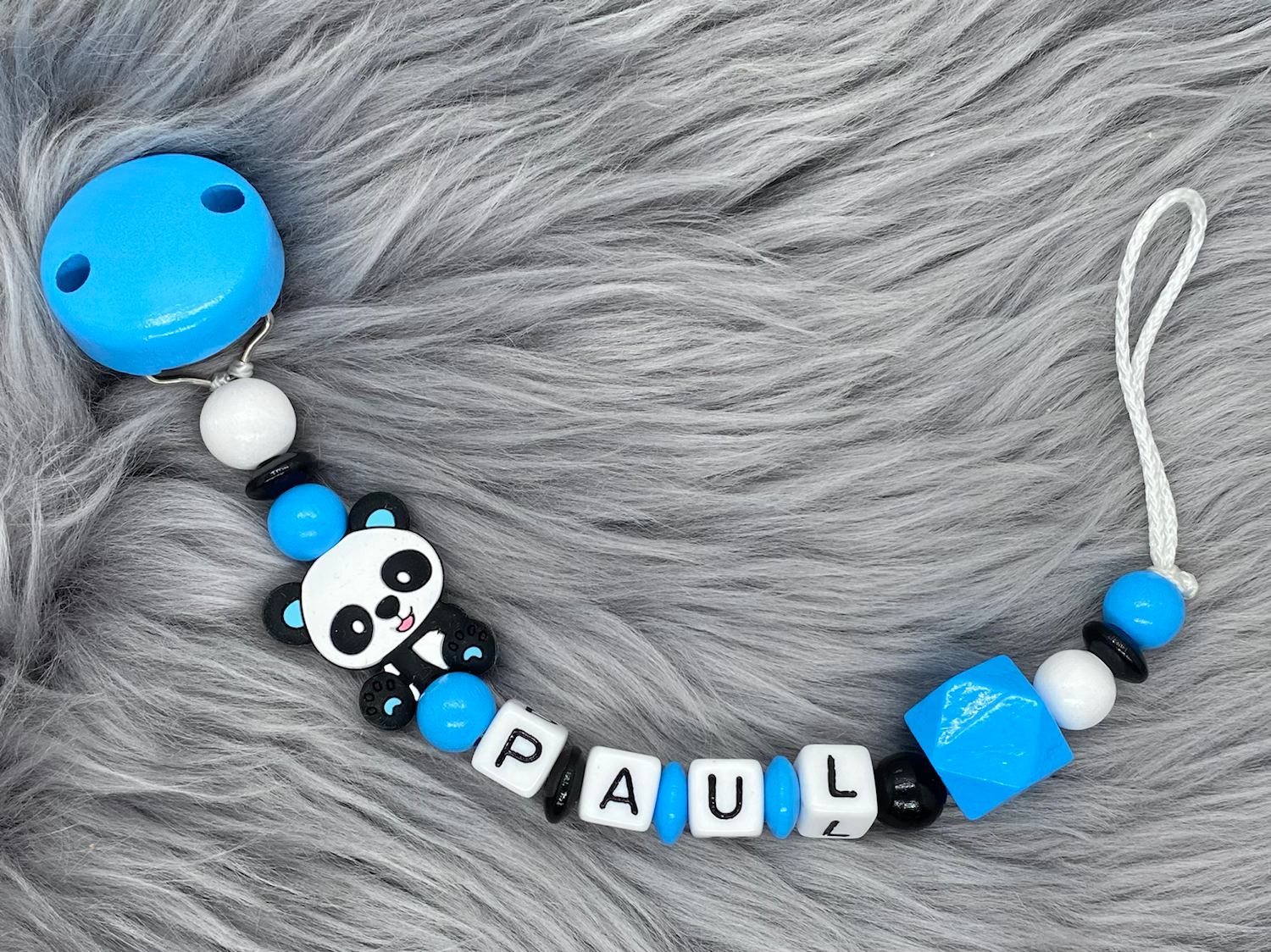 Schnullerkette Paul "Panda" mit deinem Wunschnamen