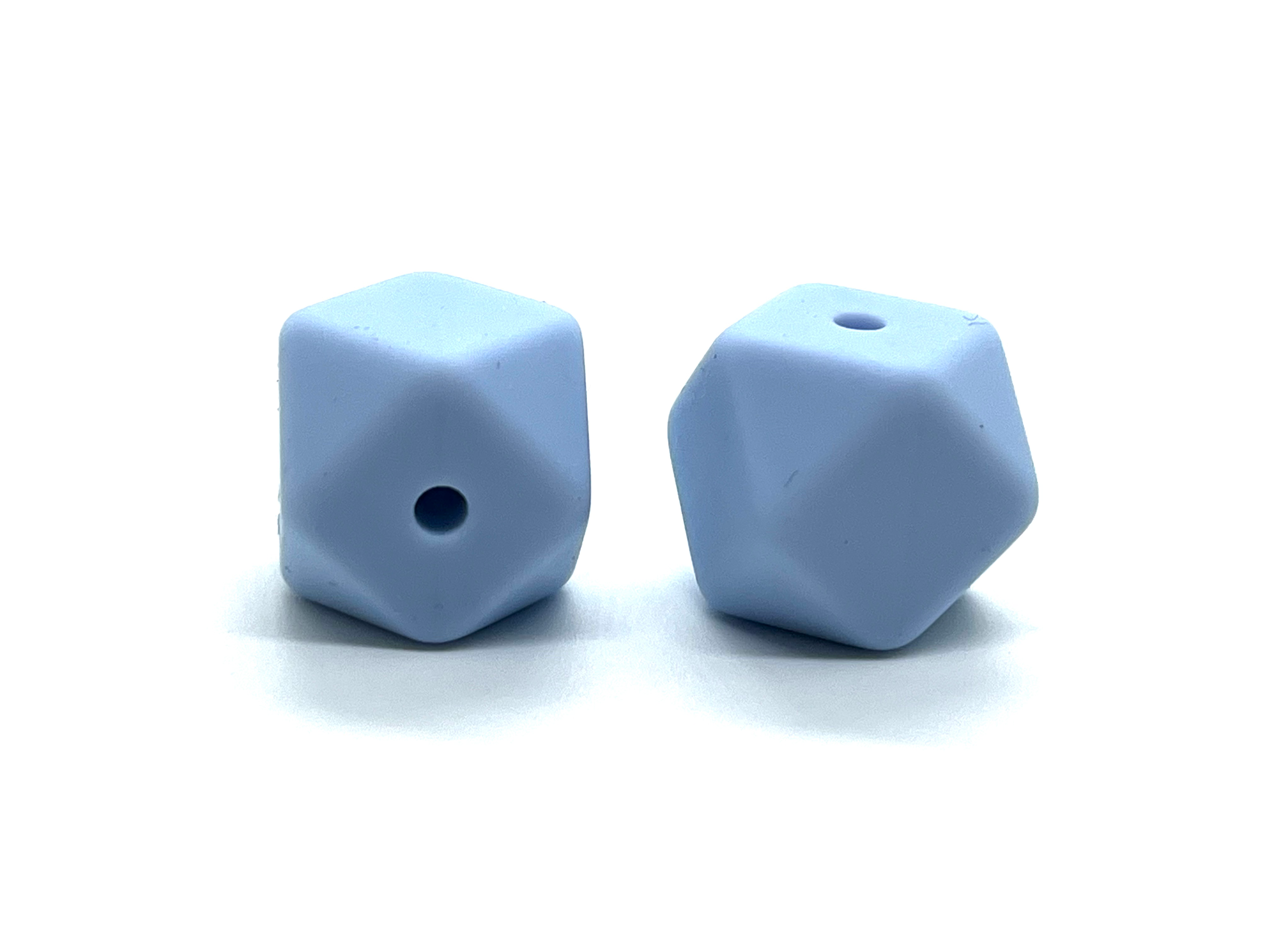 Silikon Motivperle Hexagon "pastellblau"