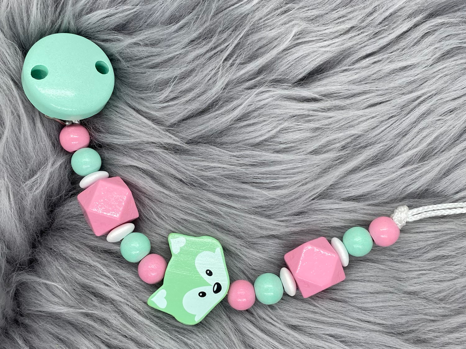 Schnullerkette Hexagon "Fuchs" mit deinem Wunschnamen