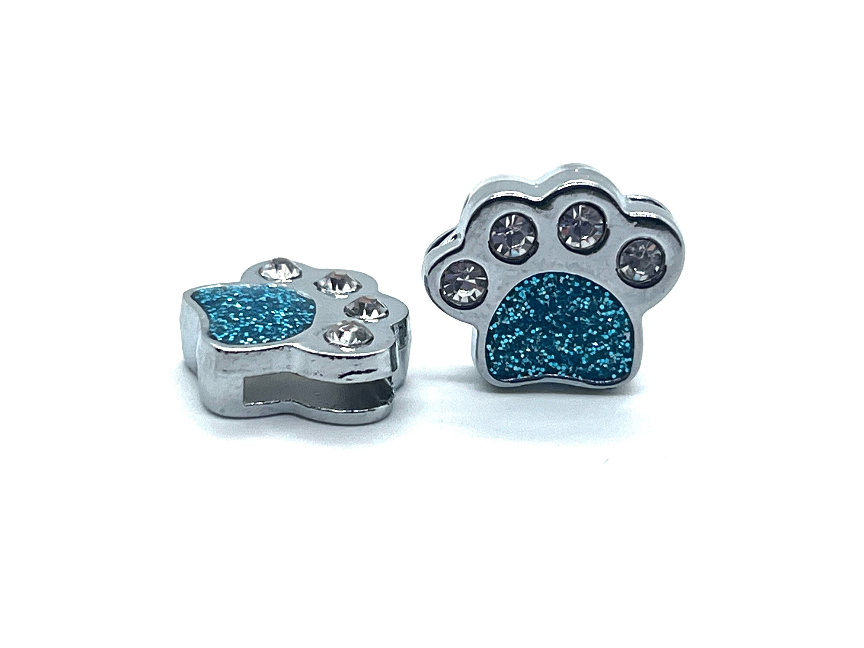 Schiebe-Motiv Pfote Strass "blau"