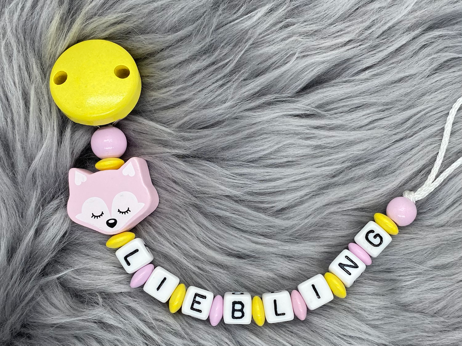 Schnullerkette Liebling "Fuchs" mit deinem Wunschnamen