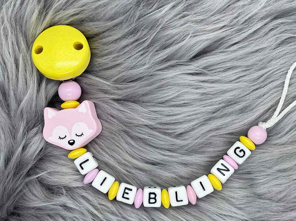 Schnullerkette Liebling "Fuchs" mit deinem Wunschnamen