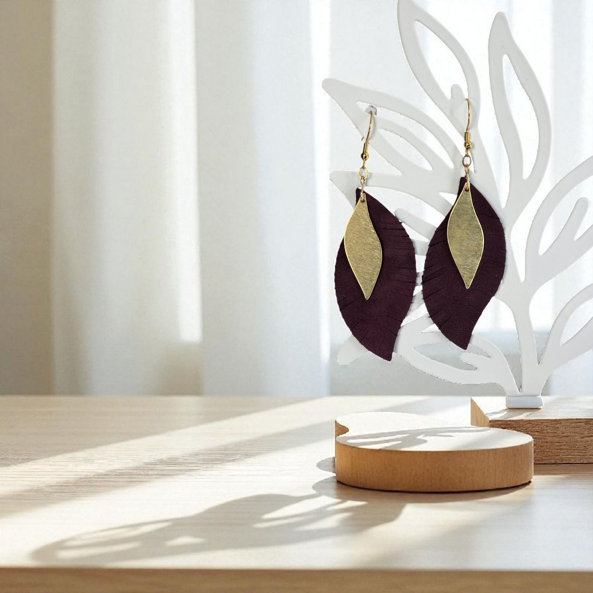 Leather Leaf Earrings