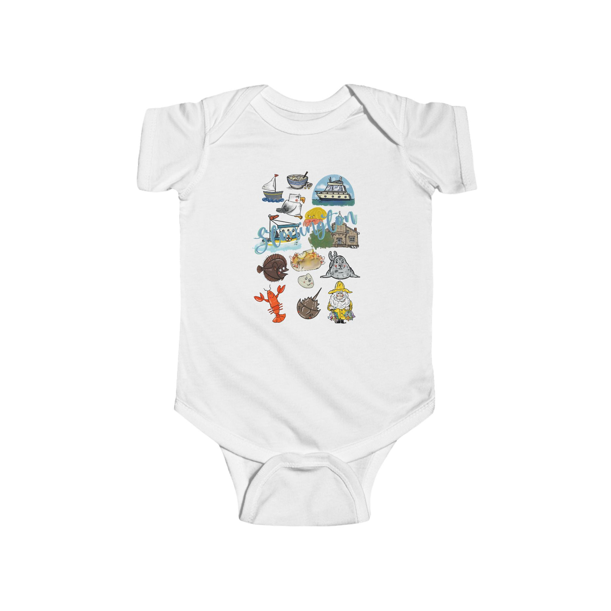 Infant Bodysuit - Stonington CT Nautical Design, New England Gift , Unisex Baby