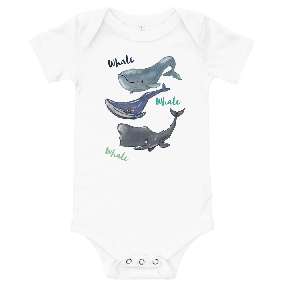 Baby short sleeve one piece ‘Whale Whale Whale”