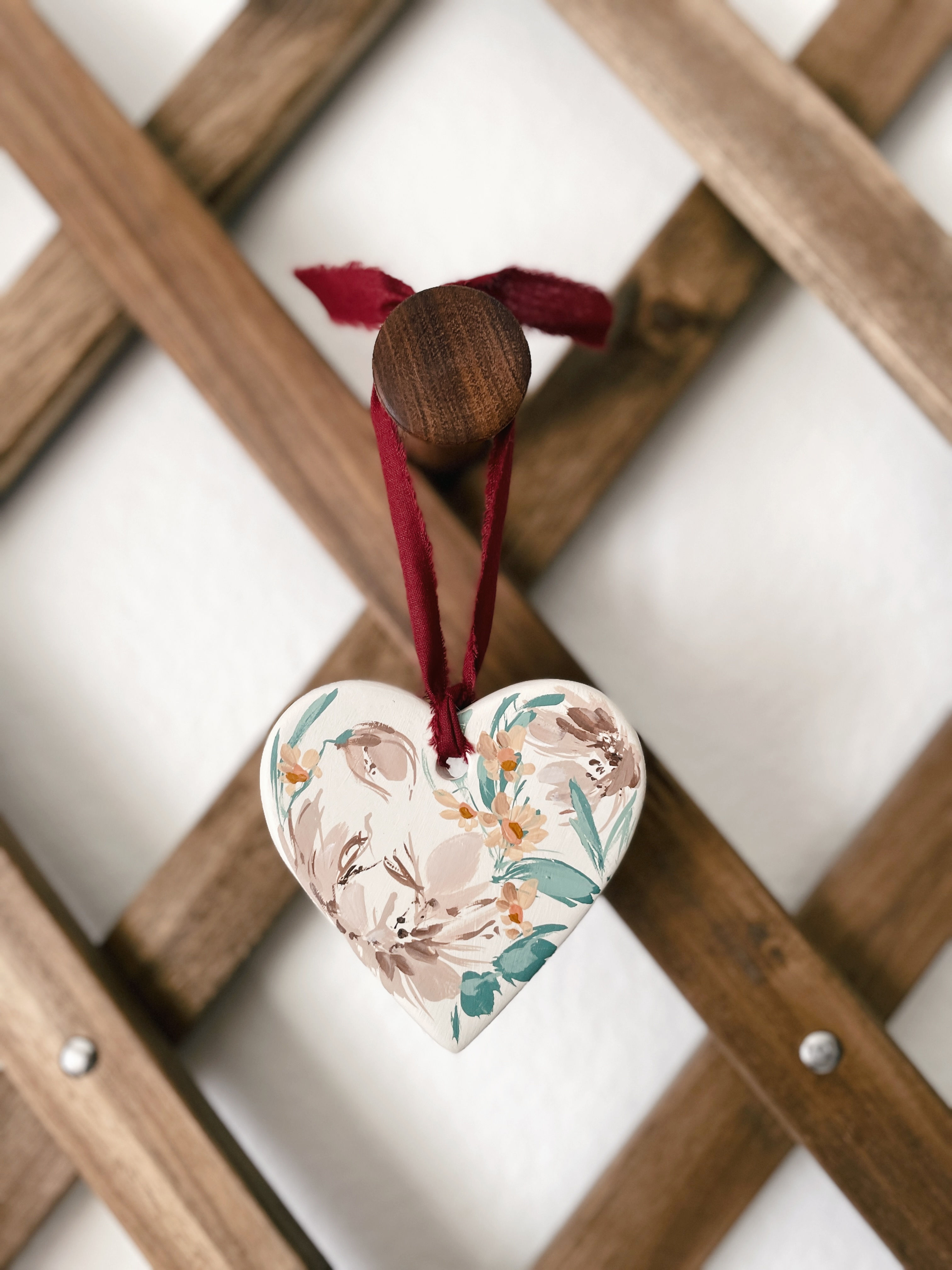 Hand-painted Ceramic Heart Ornament