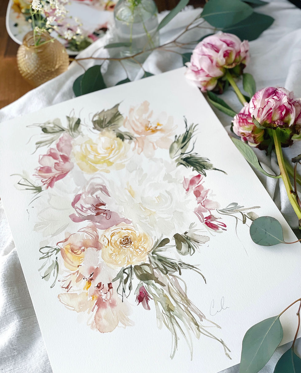 Thumbnail: Custom Watercolor Wedding Bouquet 16 x 20