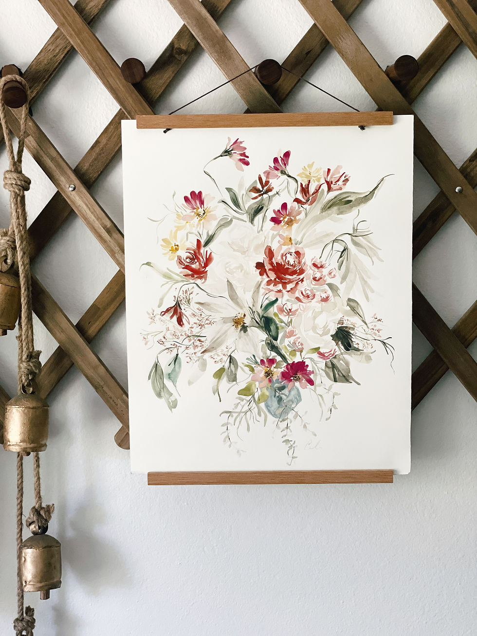 Thumbnail: Custom Watercolor Wedding Bouquet 12 x 16