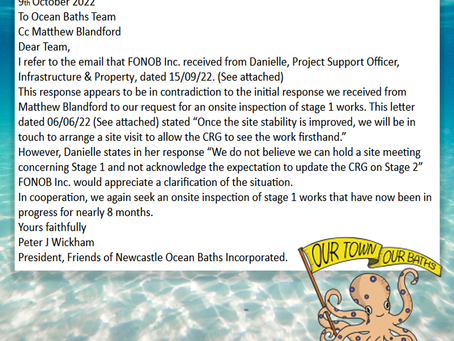 Keeping our members and the pool community abreast. Seeking clarification re onsite inspection.