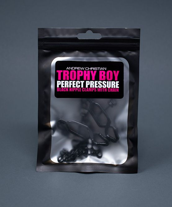 Miniatyrbild: Trophy Boy Black Nipple Clamps w/ Chain