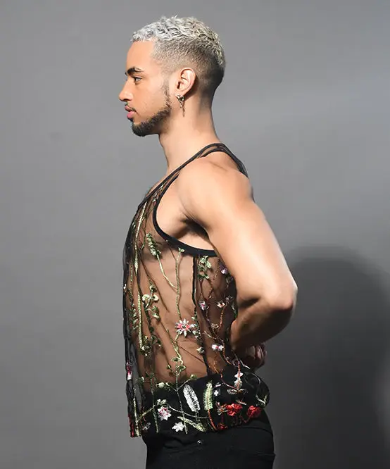 Miniatyrbild: Sheer Embroidered Lace Tank Top