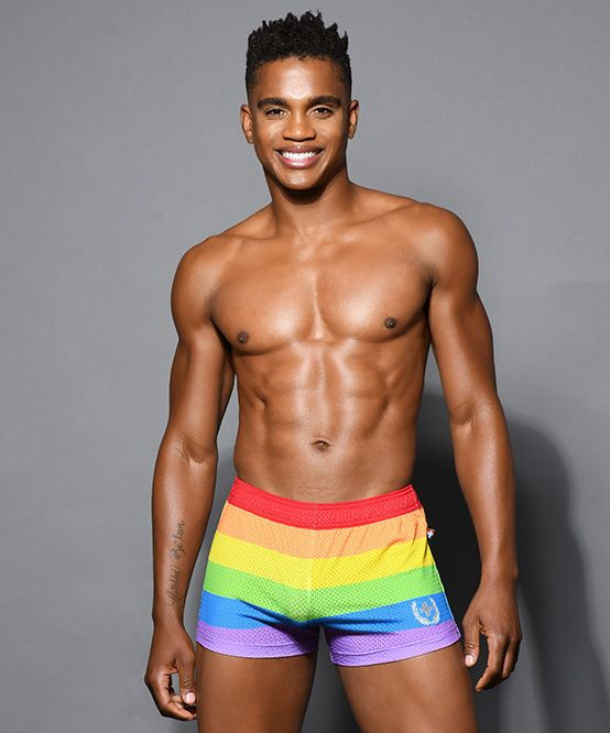Thumbnail: Pride Stripe Mesh Jogger Shorts - S