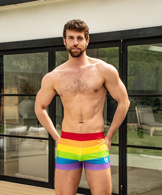 Thumbnail: Pride Stripe Mesh Jogger Shorts - S