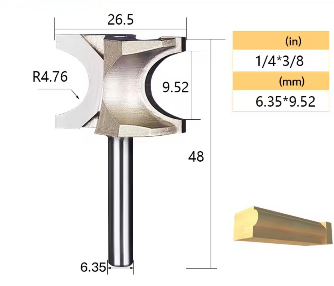 BROCA DE 26.5mm X 1/4" X B9.52mm