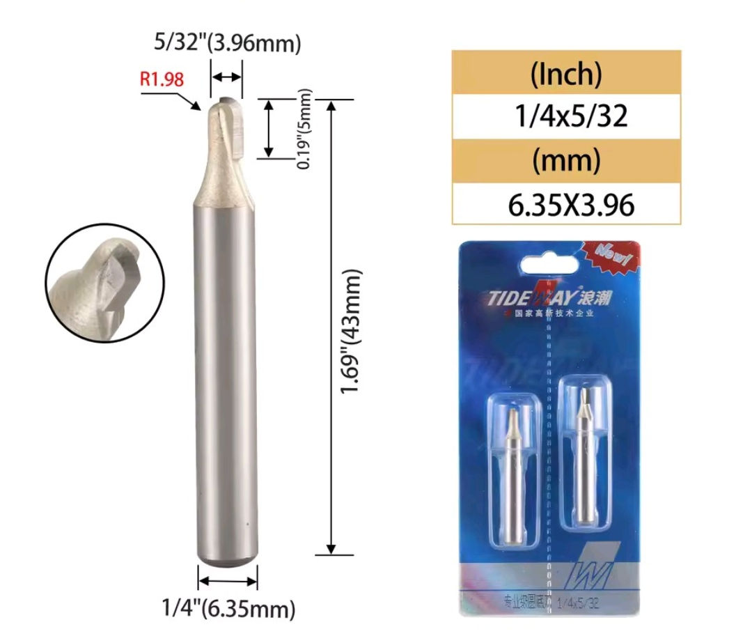 BROCA PUNTA REDONDA DE 5/32" X 1/4" X R1.98 PUN/RED