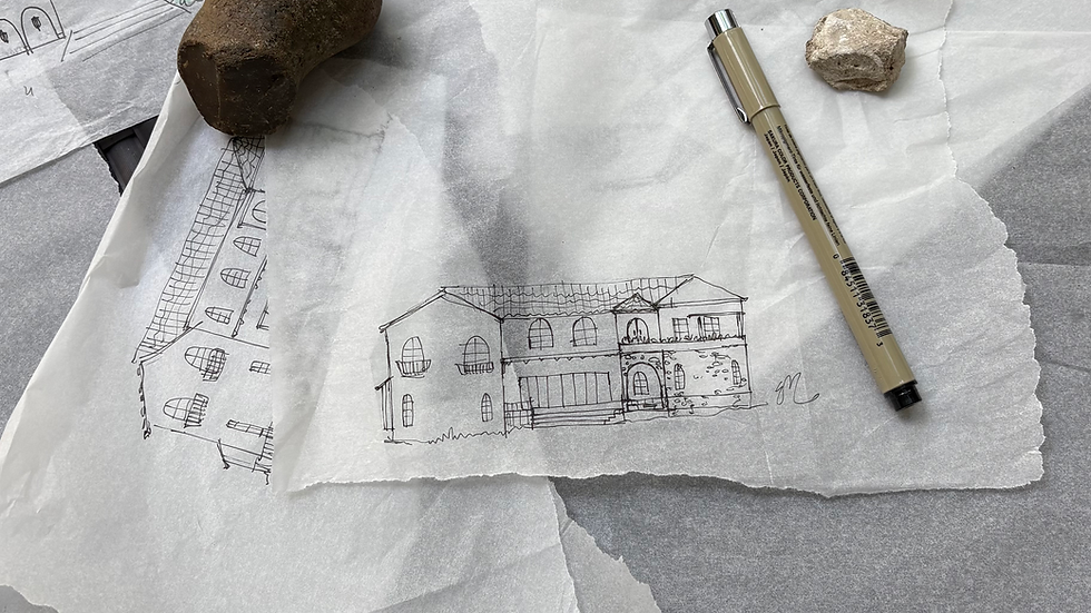 Hand drawn elevations for custom home