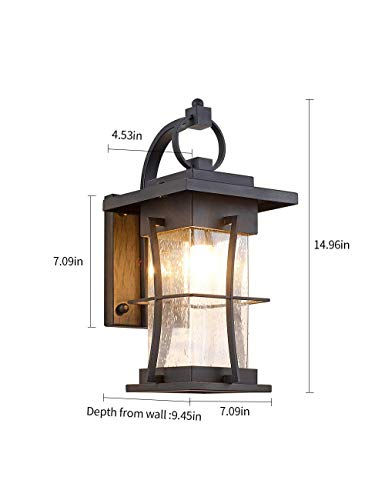 Thumbnail: Outdoor Wall Sconce Light Fixture Seeded Glass Lantern Look