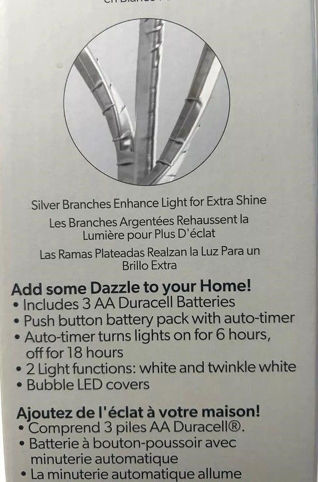 Thumbnail: 1 Box of 2 Pack Evergreen Silver LED Branches Warm Lights