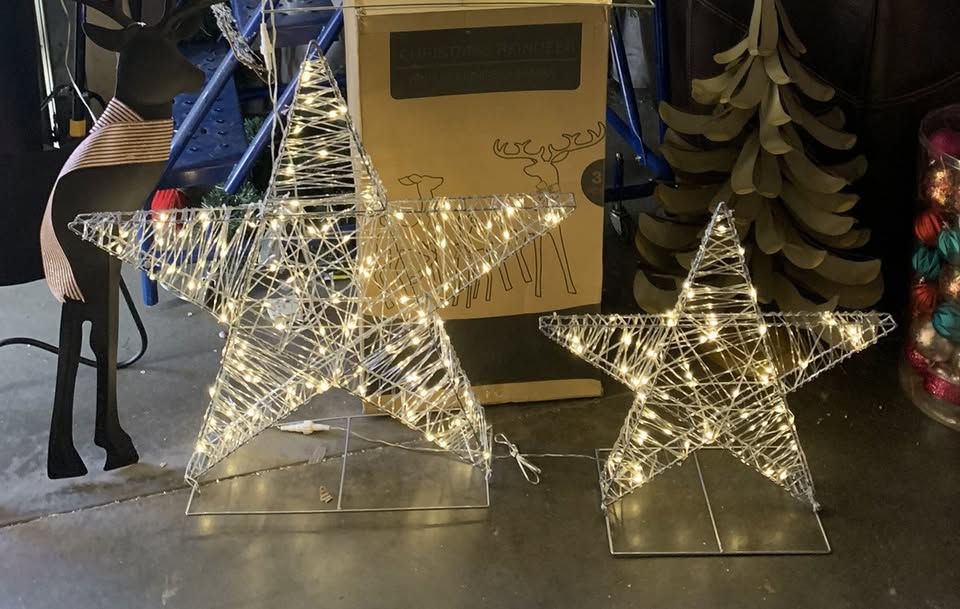 Thumbnail: Set of 3 Stars 36" to 18" with 420 Warm White LED Lights Set Indoors Outdoors