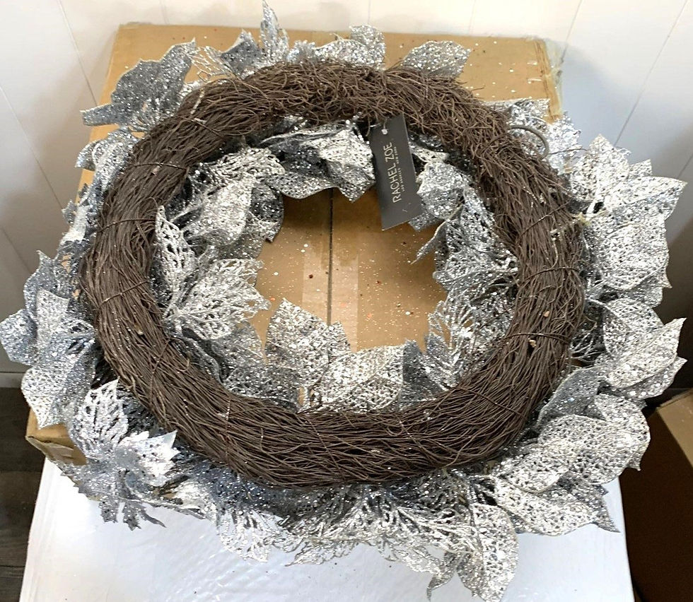 Thumbnail: Rachel Zoe Glittery Silver Poinsettia Wreath