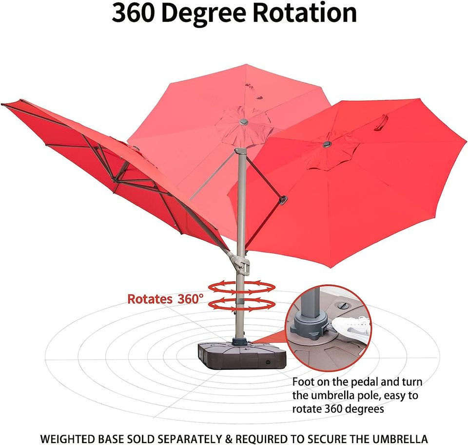 Thumbnail: 10' Diameter Large Cantilever Offset Market Umbrella with Choice of Color