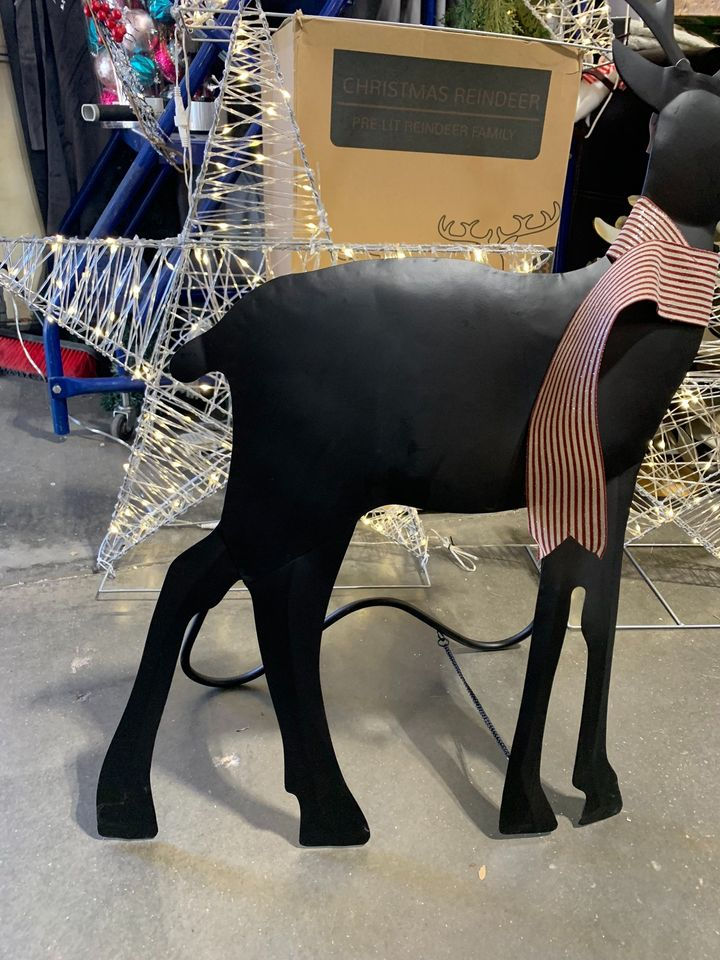 Thumbnail: Stunning Black Metal Deer Silhouette Decorative 35" New in Box Free-Standing