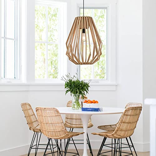 Thumbnail: Farmhouse Wood Pendant Lighting: Industrial Wood Caged 26" Beauty