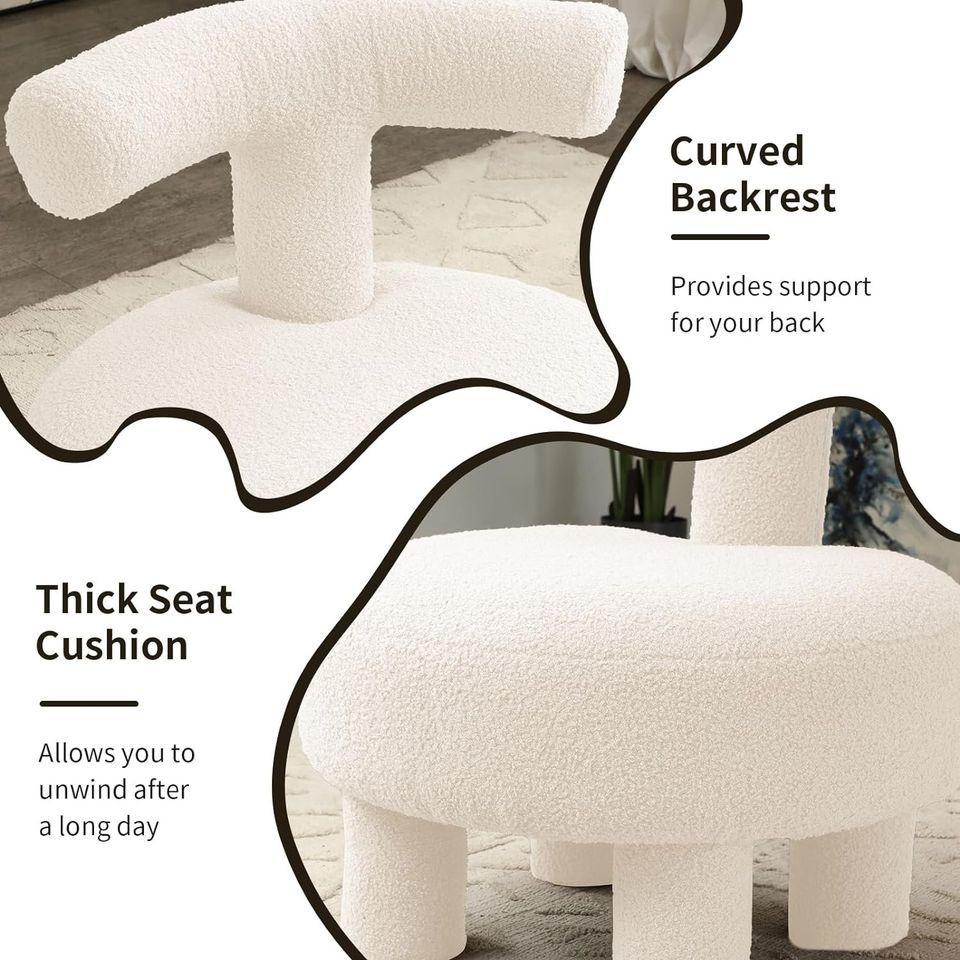 Thumbnail: Adorable Sturdy Child's Chair or Fun Adult Ottoman Sherpa Zip Washable Modern