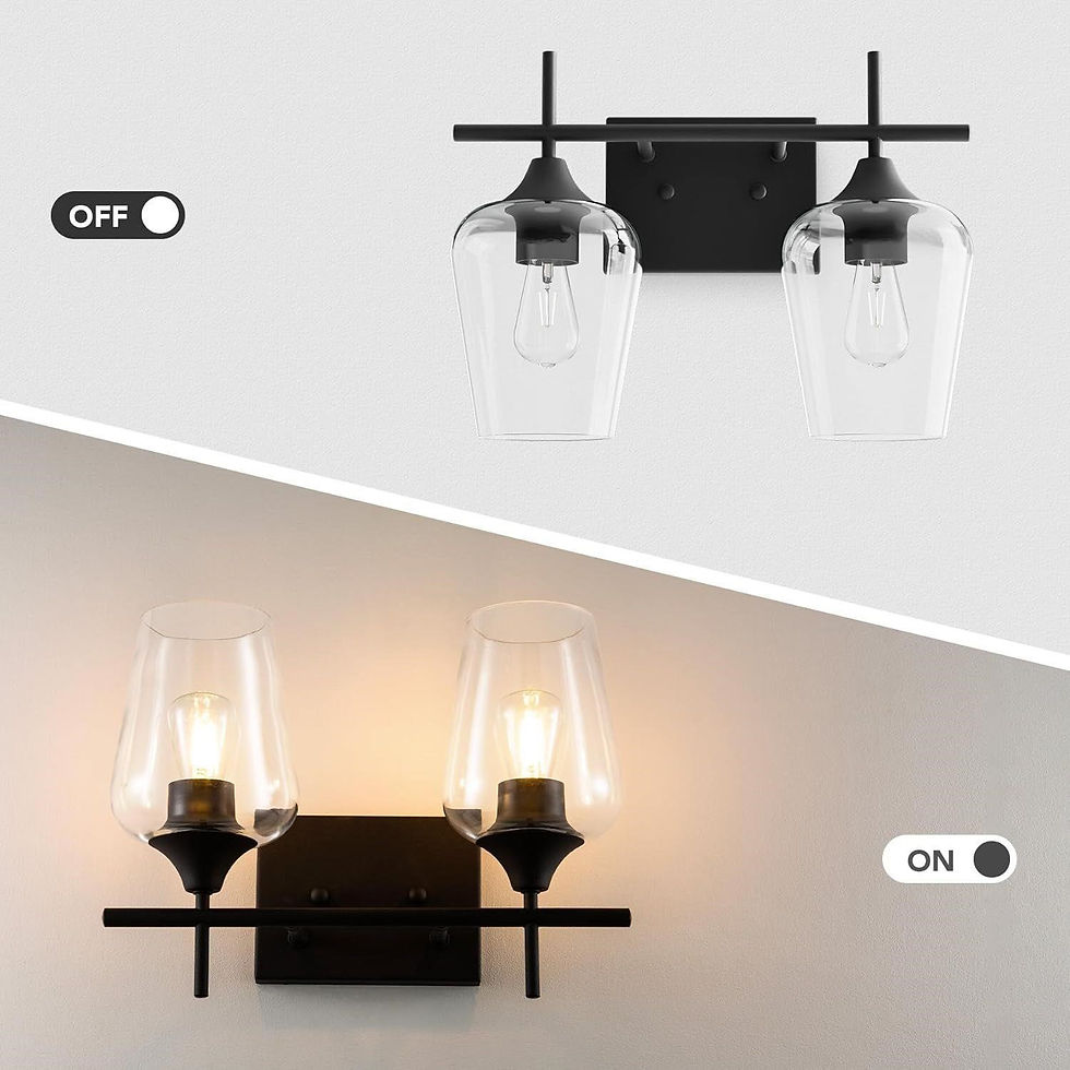 Thumbnail: Elegant Matte Black Glass 2 Light Vanity Light