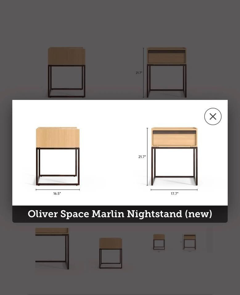 Thumbnail: Designer Ash Wood & Steel Modern Minimalist Nightstand MSRP $384