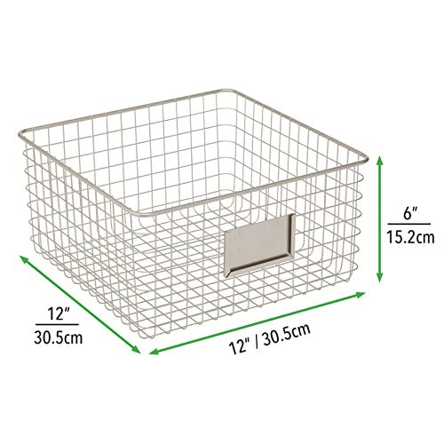Thumbnail: mDesign Square Steel Storage Organizer Bins 4 Pack White