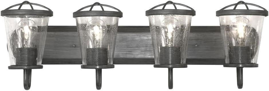 Thumbnail: Weathered Iron 4 Light Vanity Seeded Glass $228