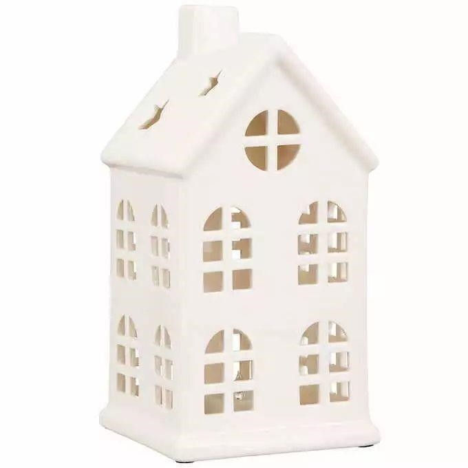 Thumbnail: Rare Costco 10 PC White Ceramic LED Village - Collectible!