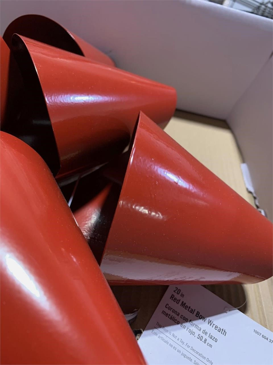 Thumbnail: RARE 20" Large Metal Hanging Bow Red