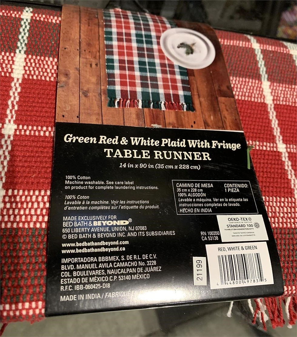 Thumbnail: Red & Green Plaid Table Runner with Fringe