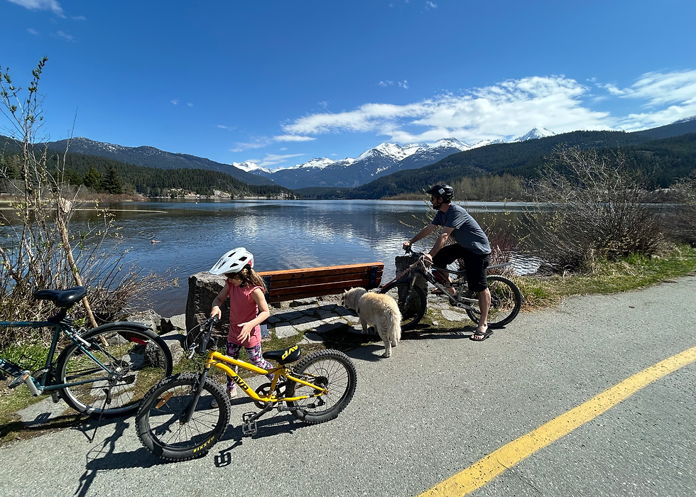One of many rides to Green Lake during our Whistler stay—this view never got old. 🚴♀️💚🏞️