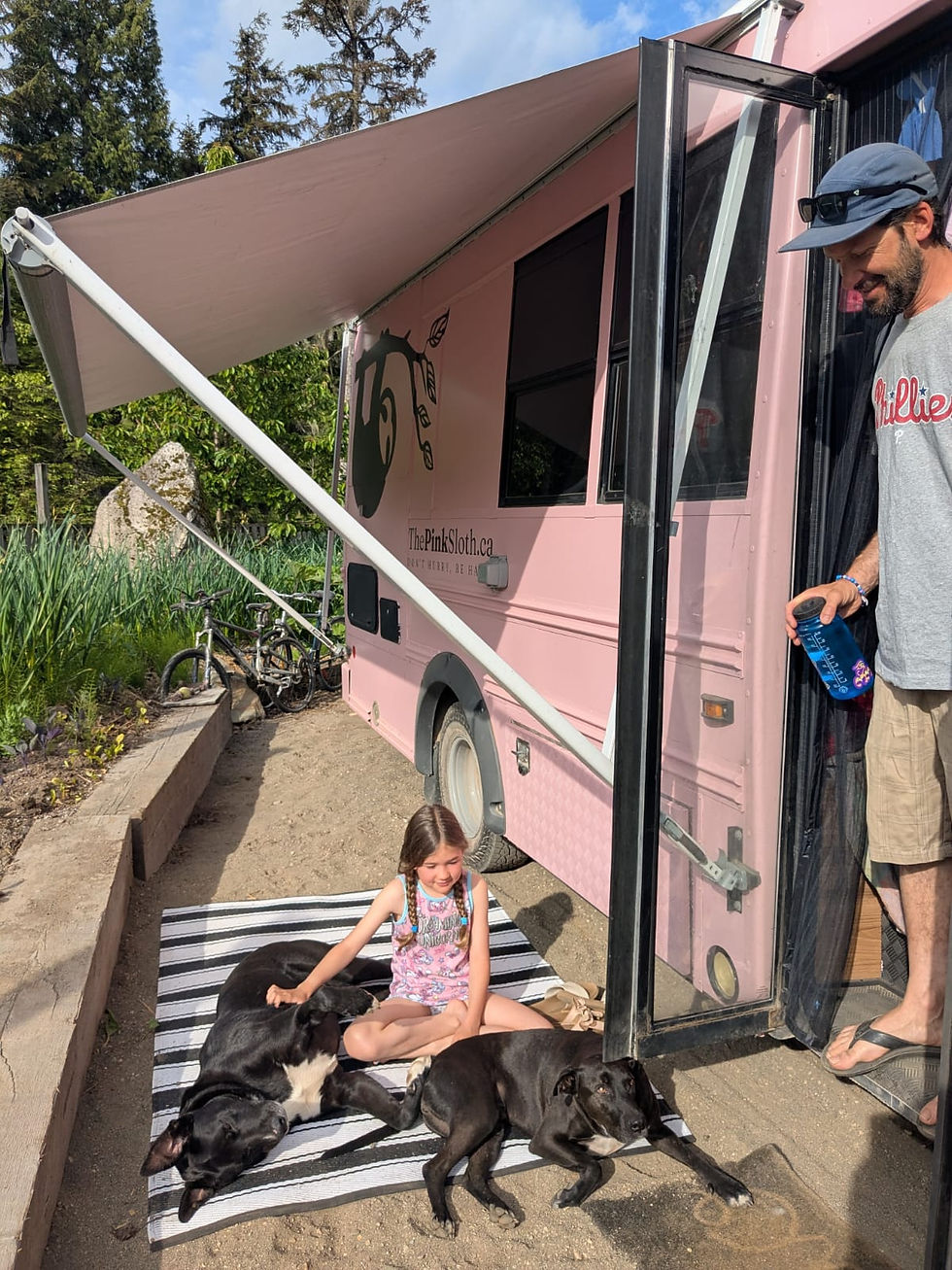 Little Poo and Big Poo on morning watch duty 🐾💕 — always waiting patiently in front of the Pink Sloth for the girls to wake up and play.