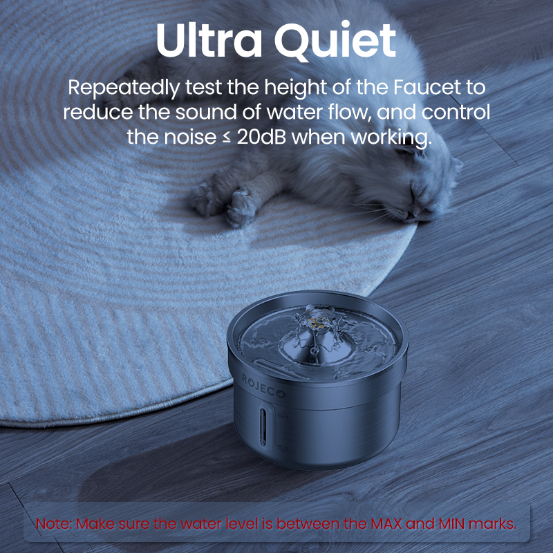 Thumbnail: ROJECO Stainless Steel Pet Drinking Fountain Automatic Cat Water Fountain Smar
