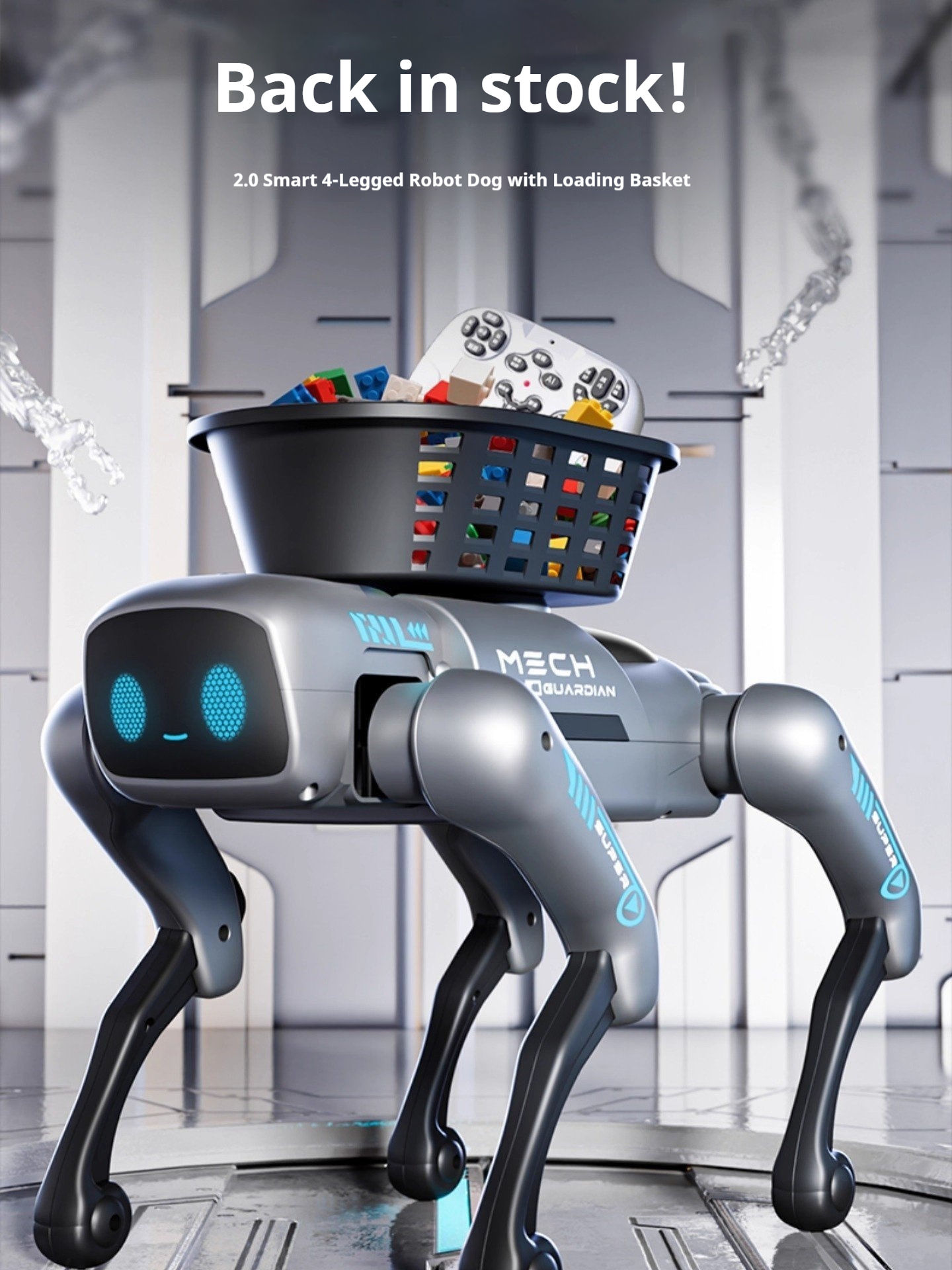 AI Smart Robot Dog with Cargo Basket