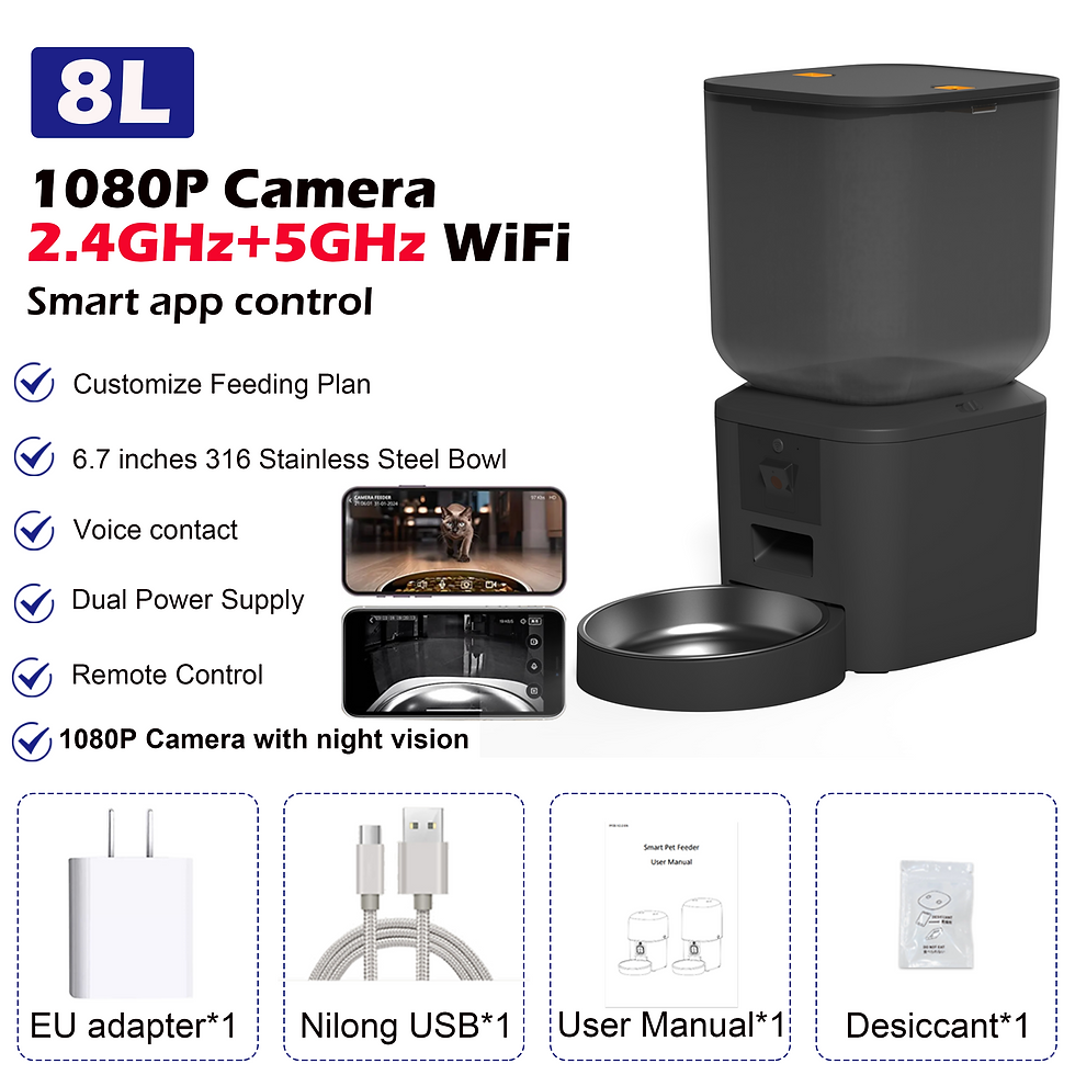 Thumbnail: 8L Automatic Cat Feeder With 1080p Camera Video 5G WiFi Cat Food Dispenser Pet S