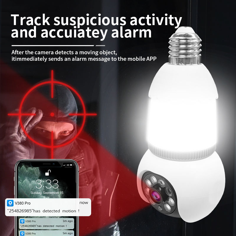 Thumbnail: 8MP E27 Bulb WiFi Camera With LED lights 2 in 1 IP Surveilance Cam 10X Zoom PTZ 
