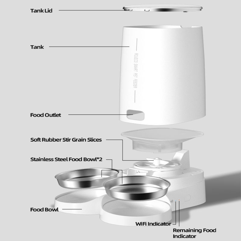 Thumbnail: ROJECO Automatic Cat Feeder Pet Smart Cat Food Kibble Dispenser Remote Control A