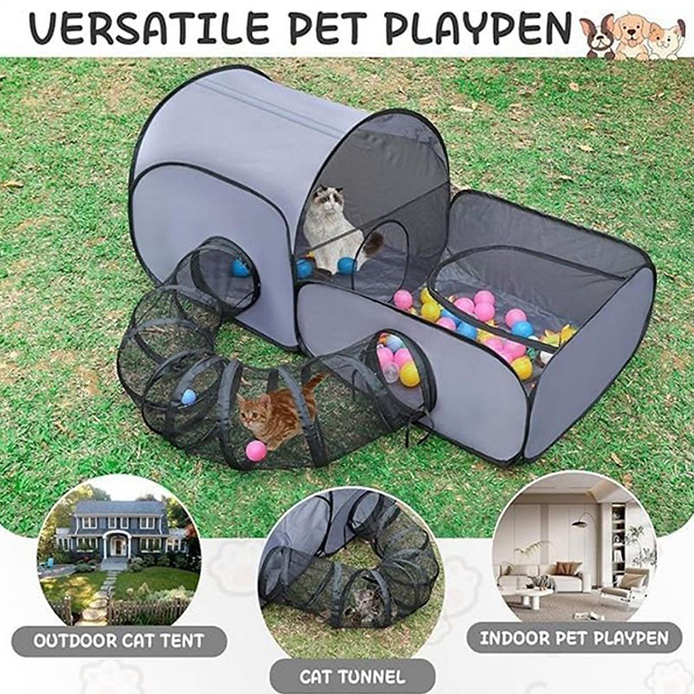 Thumbnail: Foldable Pet Playpen with Tunnel for Cats & Small Dogs
