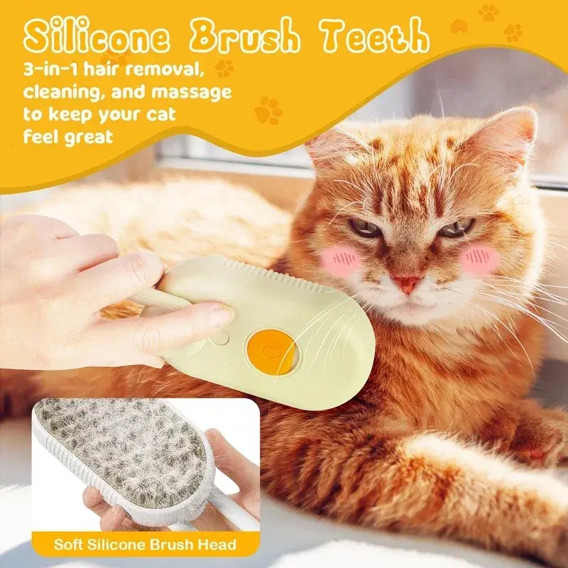 Thumbnail: 3 in 1 Pet Brush Cat Steam Brush Comb Dog Brush Electric Spray Cat Hair Brushes 