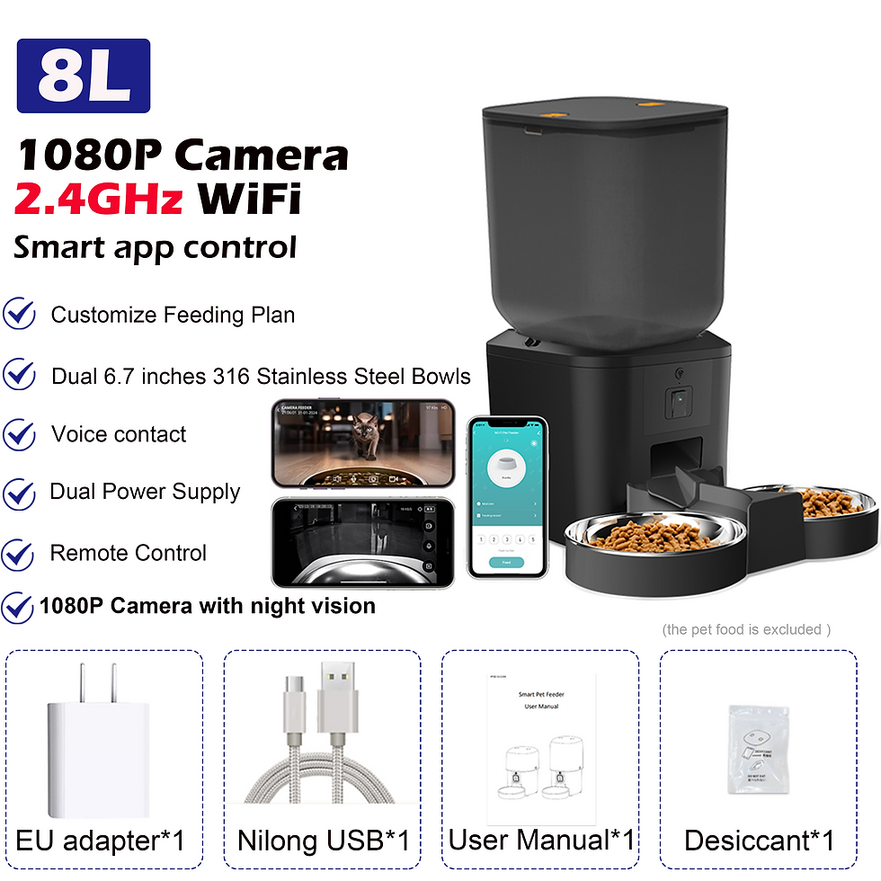 Thumbnail: 8L Automatic Cat Feeder With 1080p Camera Video 5G WiFi Cat Food Dispenser Pet S