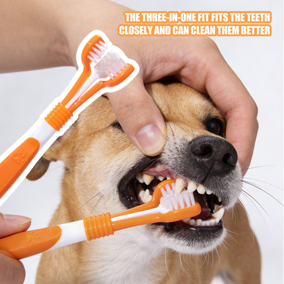 3-Sided Pet Toothbrush for Cats & Dogs