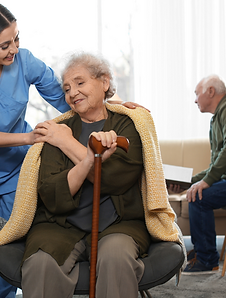 Wound care nurse seeing patients in a facility