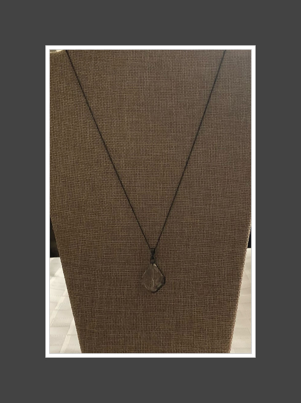 Thumbnail: Black Rhodium Smoky Crystal Drop Necklace