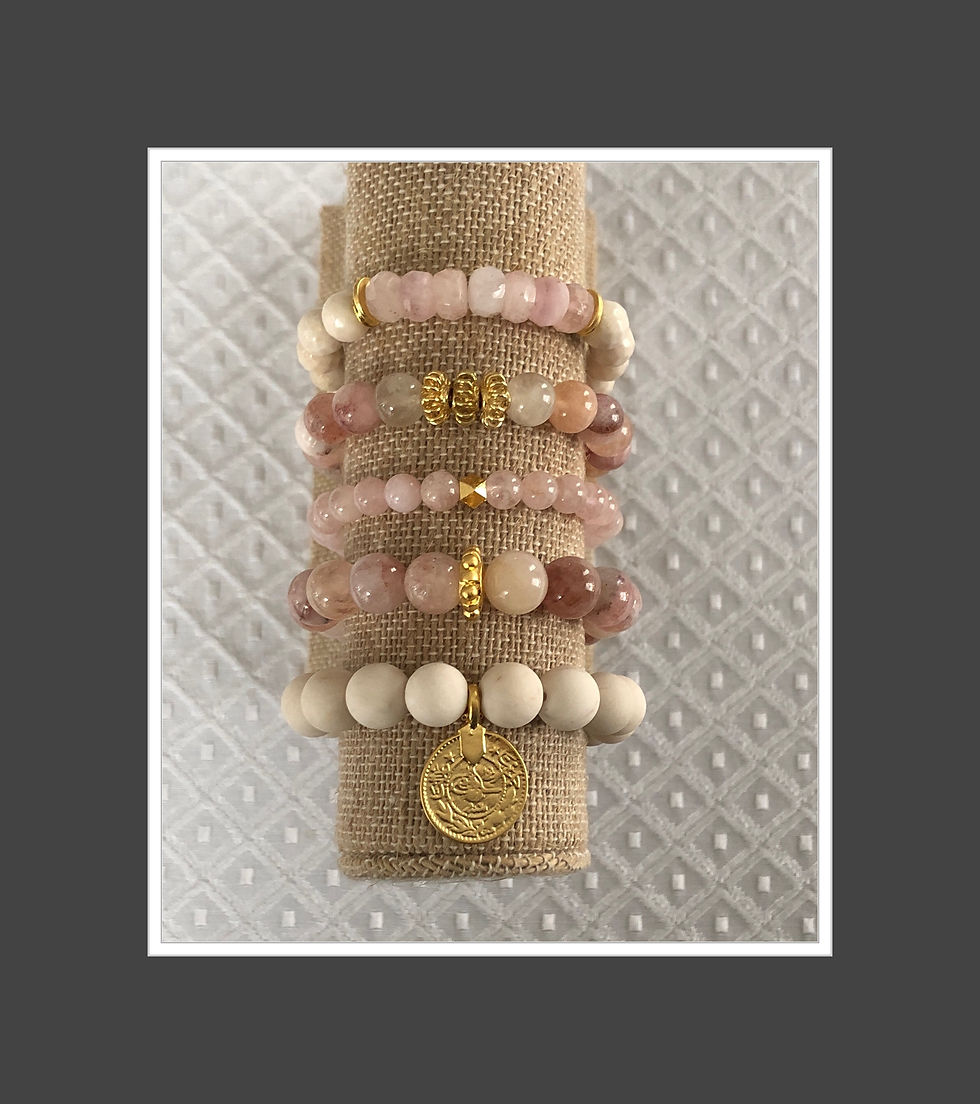 Thumbnail: Morganite Bracelet Stack w/ Coin Charm