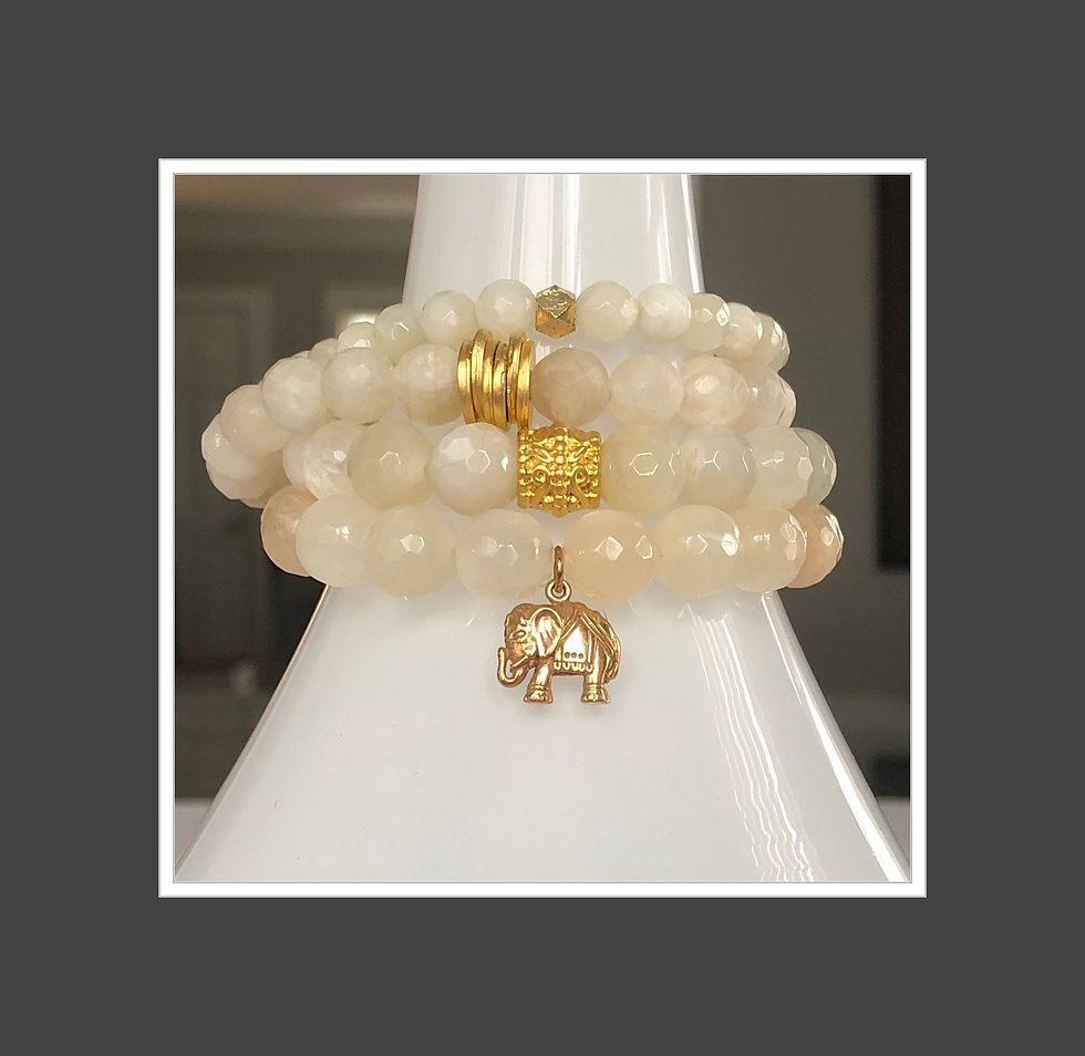 Thumbnail: Moonstone Bracelet Stack w/ Elephant Charm